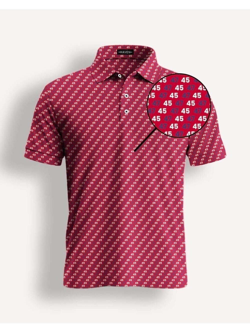 Haven Men's Red Patterned Polo Shirt Size XL